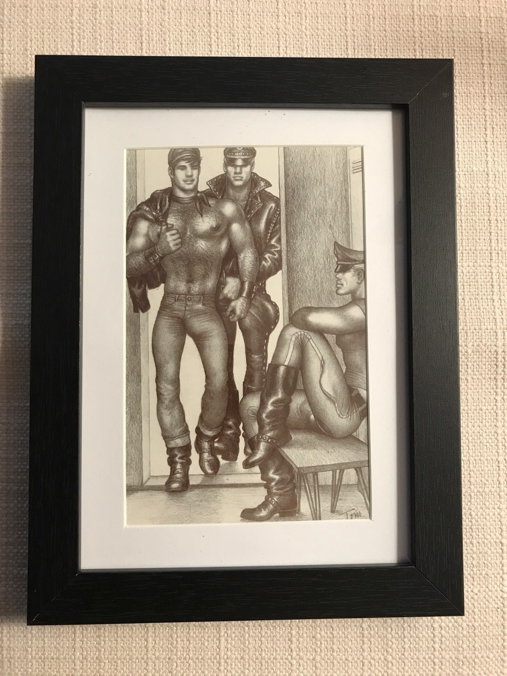 Tom of Finland Matted & Framed Postcard/Print 6” x 8” Locker Room Leather Men